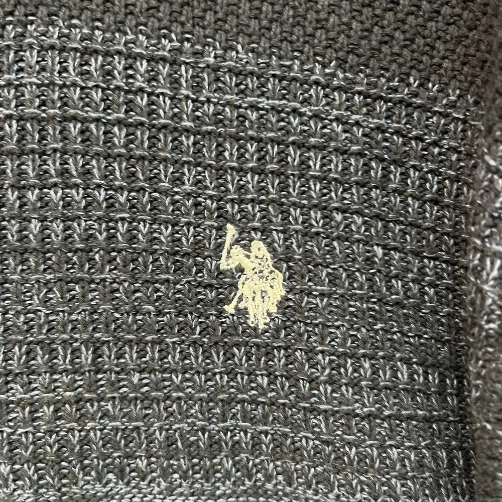 US‎ Polo Assn Knit Sweater Mens XL Mock Neck Long Sleeve Full Zip Black Blue